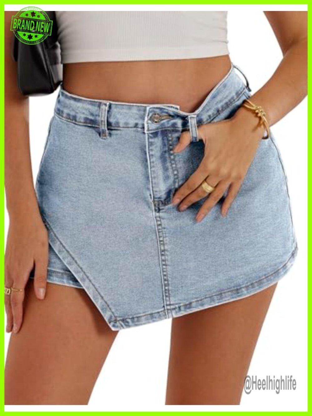 Women's Denim Skort High Waisted Jean Skirt with Shorts Underneath Mini
